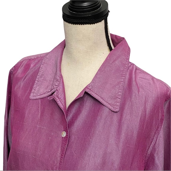 Debra deRoo Button Up Blouse L Iridescent Purple - Picture 4 of 8
